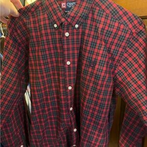 Chaps Men's Red and Blue Checkered Shirt